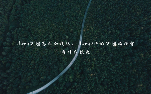 dota军团怎么加技能，dota2中的军团指挥官有什么技能
