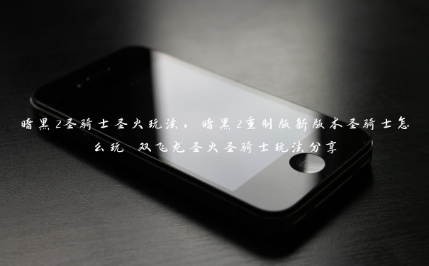 暗黑2圣骑士圣火玩法，暗黑2重制版新版本圣骑士怎么玩 双飞龙圣火圣骑士玩法分享