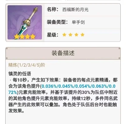 西福斯的月光：万叶专属高效充能四星单手剑